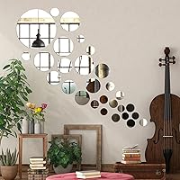 Vista 5 de Sawysine 48/96 calcomanías de pared de espejo acrílico, espejos circulares extraíbles, decoración de pared, calcomanías redondas, azulejos