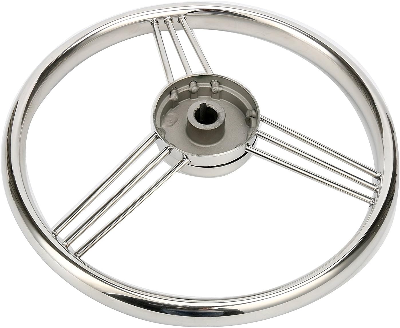 Amarine-made 13.5 Inch 9 Spoke Stainless Boat Steering Wheel - 10 Degree - 9500S380