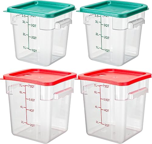 Miniatura 1 de Lallisa 4 recipientes de almacenamiento de alimentos con básculas de 4 cuartos y 8 cuartos de galón cuadrados con tapas y asas, recipientes