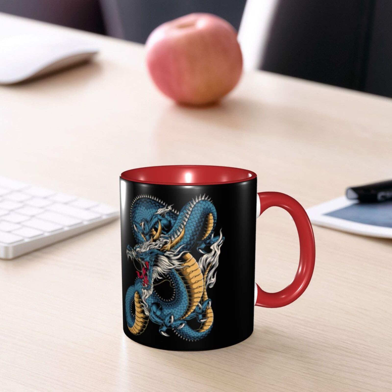 Amazon.co.jp: マグカップ 龍神 竜 ドラゴン柄 コーヒーカップ 陶器