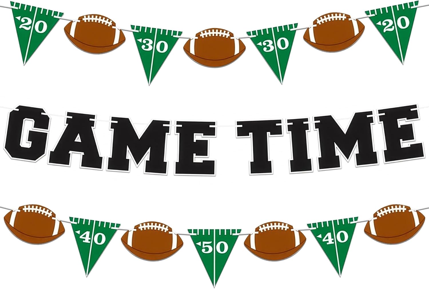 ArtCreativity Game Time Football Banner Decoration - Set of 3 - Customizable Football Theme Pennant Flags Banner for Sports Tailgate Party Supplies, Sports Wall Party Supplies and Decor