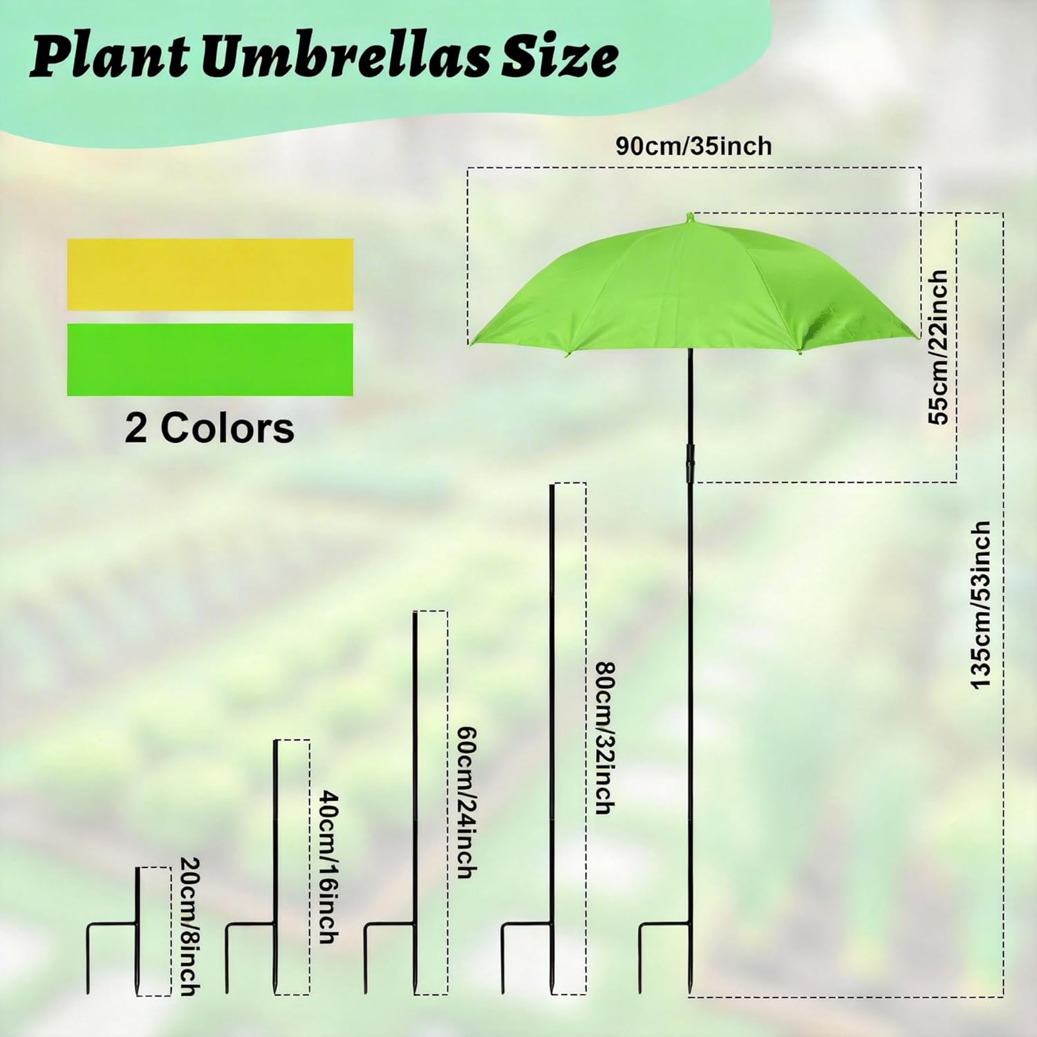 Plant Umbrella for Outdoor Plants 2/4 Pack, 35.43" Upgraded Large Plant Shade with Wind Rope & Stakes, 80% UV Block Waterproof Garden Shade for Potted Flowers Vegetables
