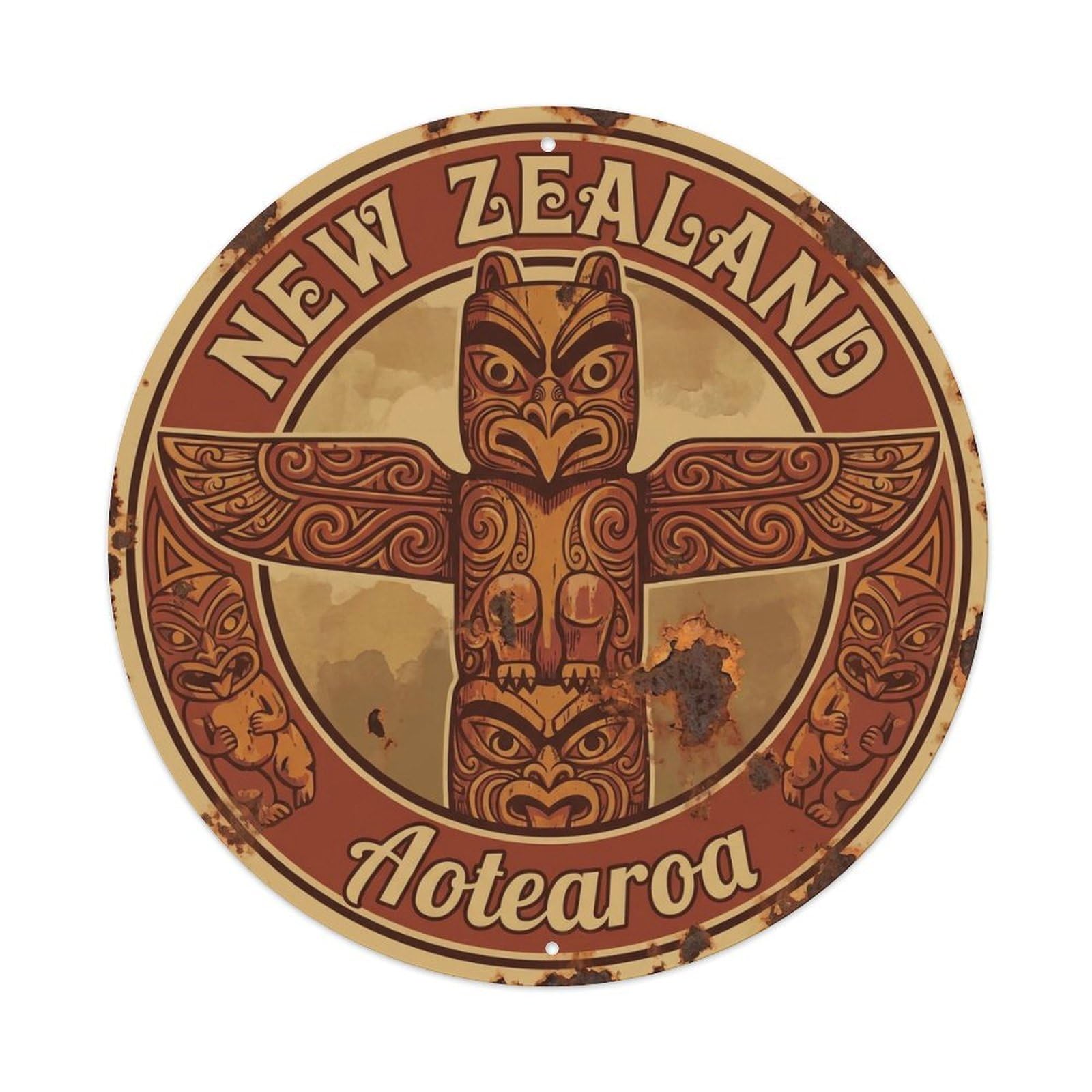 Vintage Travel New Zealand Beauty Vintage Metal Tin Sign Plaque Wall Decor for Cafe, Club Bar, Office, Garden Metal Poster 8x8Inch