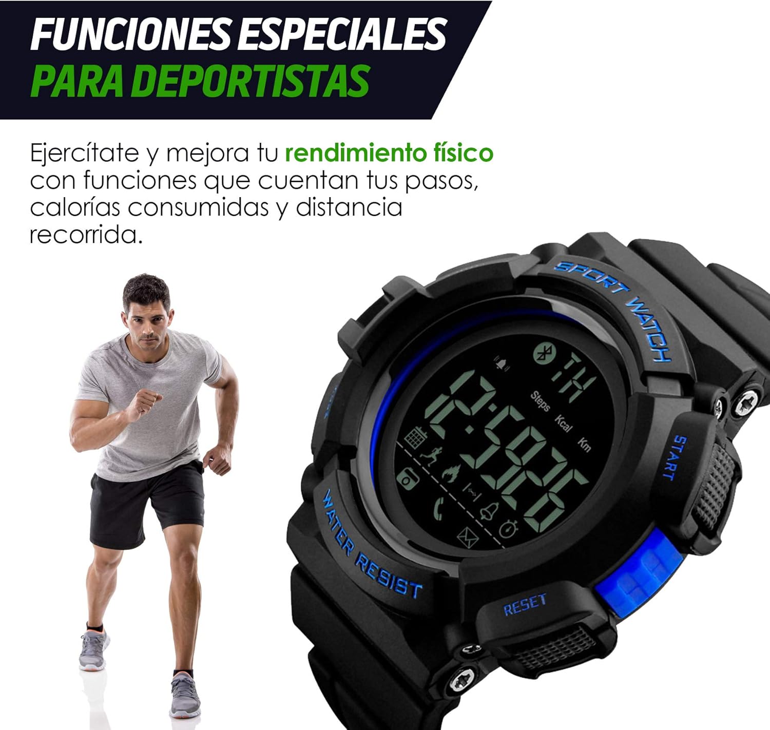 Redlemon Smartwatch 1245 with labeled buttons: Light, Mode, Start, Reset