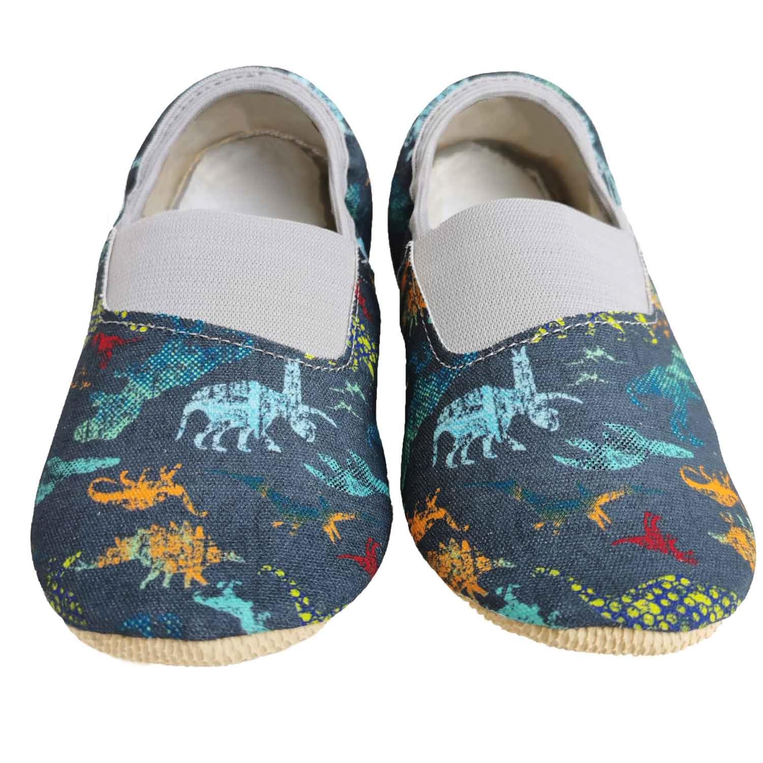 Turnschläppchen Jungen – Gymnastikschuhe Jungen aus 100% Baumwolle – rutschfeste Hausschuhe Kinder extrabreit mit Elastischem Einsatz und Gummisohle