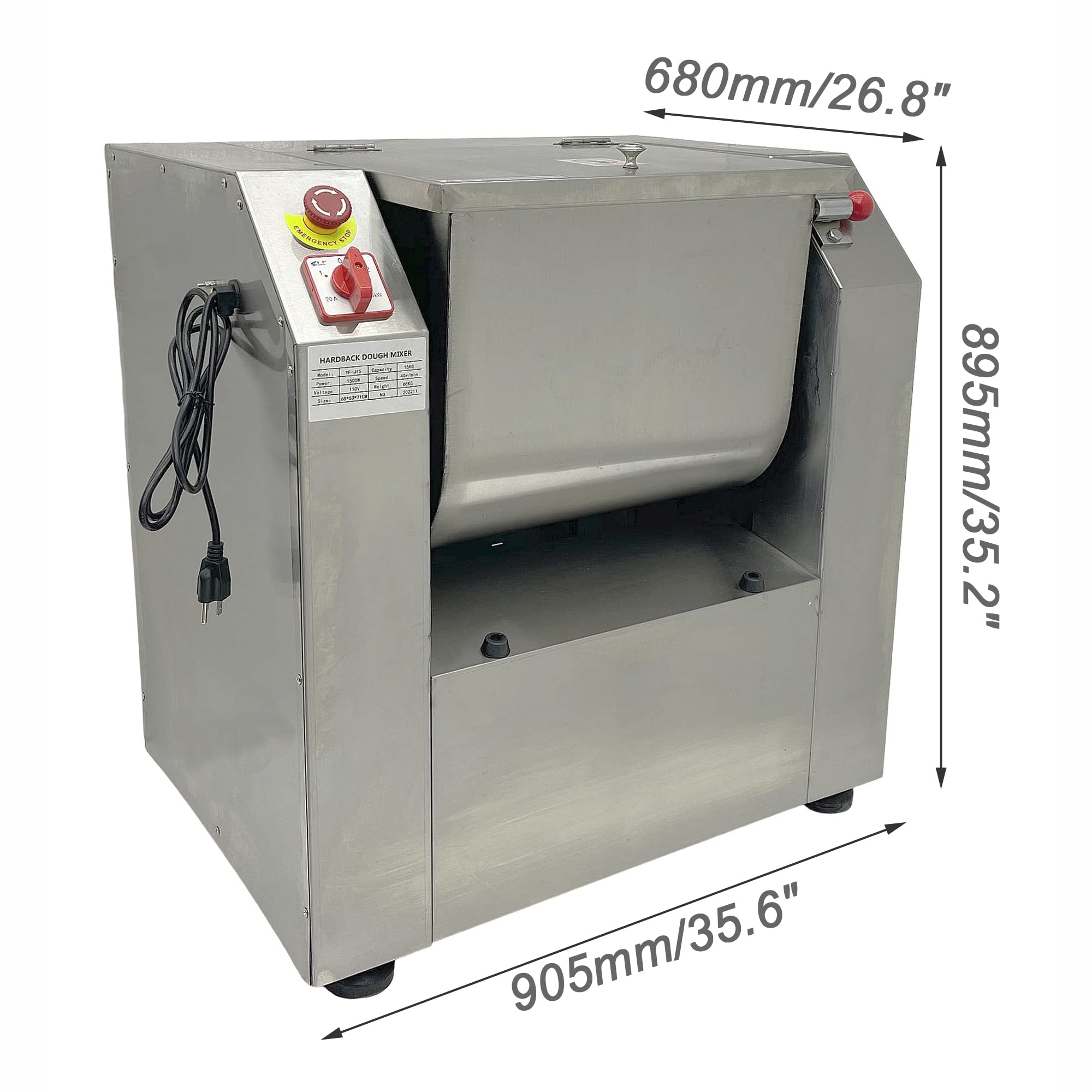 LGXEnzhuo 50KG Commercial Dough Mixer Machine, 3000W Dough Kneading Machine, with 120 Degree Tiltable Stainless Steel Bowl for Bakeries Restaurants Pizzerias