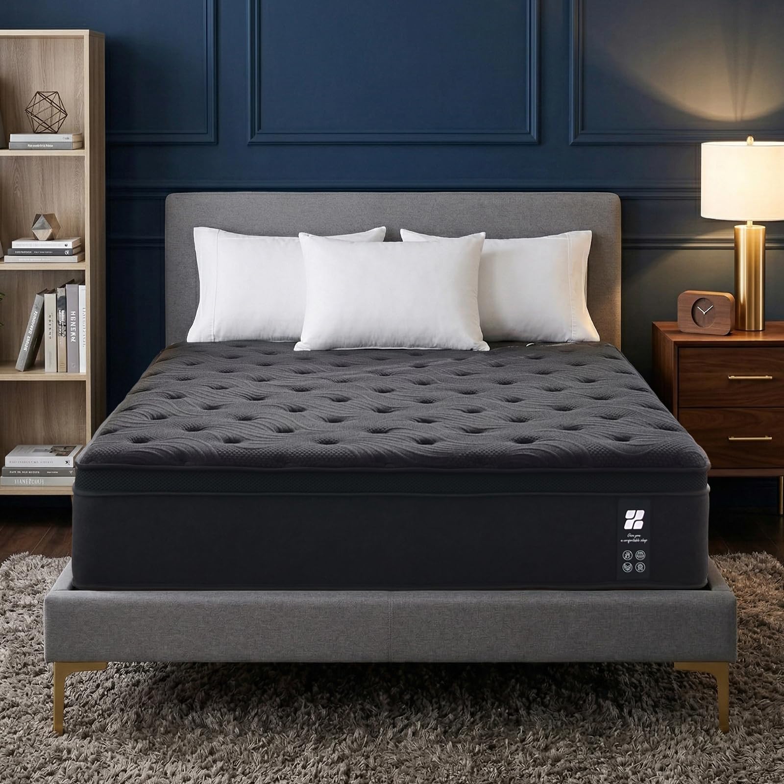 Profus 16 Inch Queen Mattress, Memory Foam Mattress in a Box with Memory Foam &amp; Pocket Springs for Motion Isolation, Queen Size Mattress Relieve Pressure with Medium Support, CertiPUR-US Certified