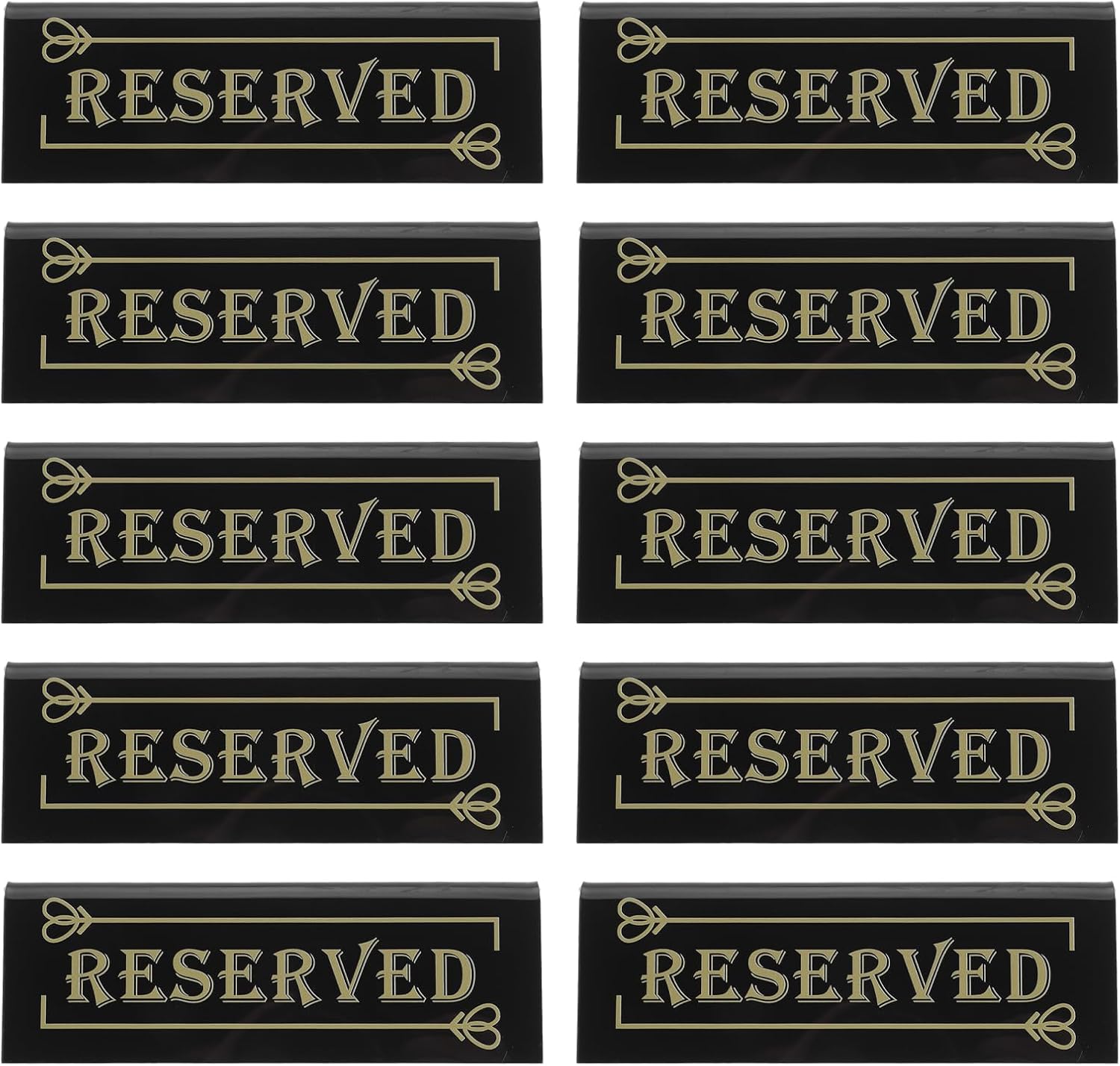 10PCS Acrylic Reserved Table Signs Double Sided Place Cards for Wedding Ceremony Restaurant Events Party Accessories - Black