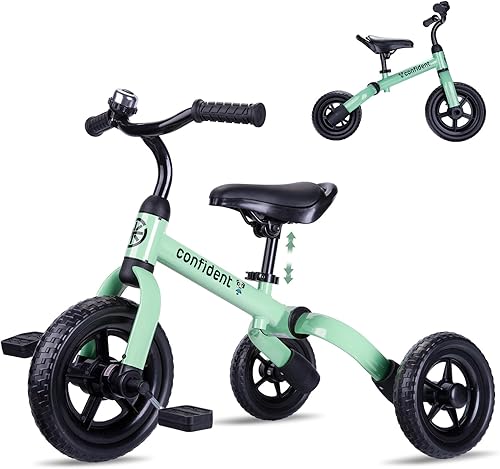 Miniatura 13 de YGJT Triciclo 3 en 1 para niños pequeños de 2 a 5 años, bicicleta de equilibrio plegable para niños con asiento ajustable y pedal removible, Rosa