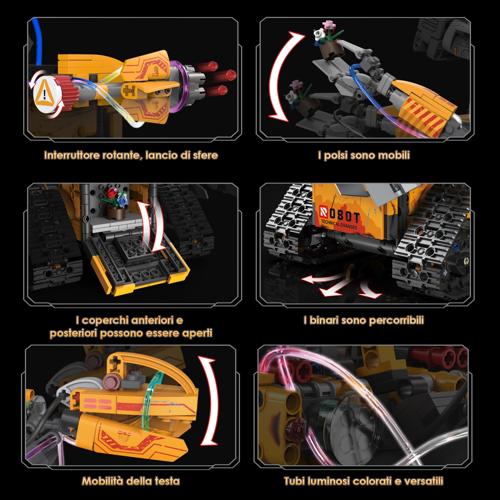 ZWOOS Technic Robot per Bambini, 5 in 1 Set Robotico Programmabile con App e Telecomando, Rotazione a 360° & Luci Incantevoli, Robot Telecomandato pour Garçons et Filles âgés de 6 à 12 Ans et Plus