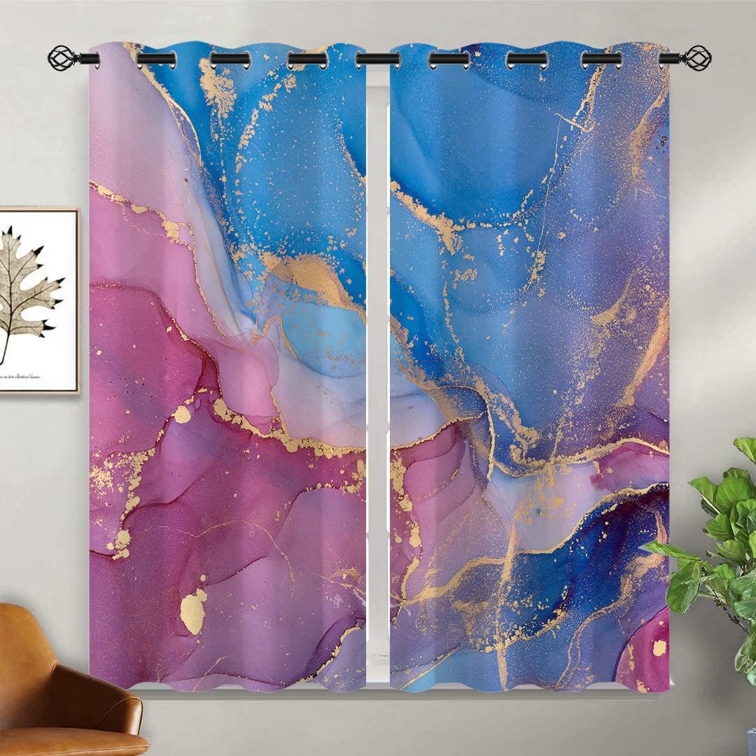 Vorhänge Schlafzimmer 3D Marmorstruktur 220X215 cm (B + H) Vorhang Gardinen Blickdicht Mit Ösen Thermovorhang Lichtdicht Für Wohnzimmer Schlafzimmer Kinderzimmer/Uv-Schutz-897689997