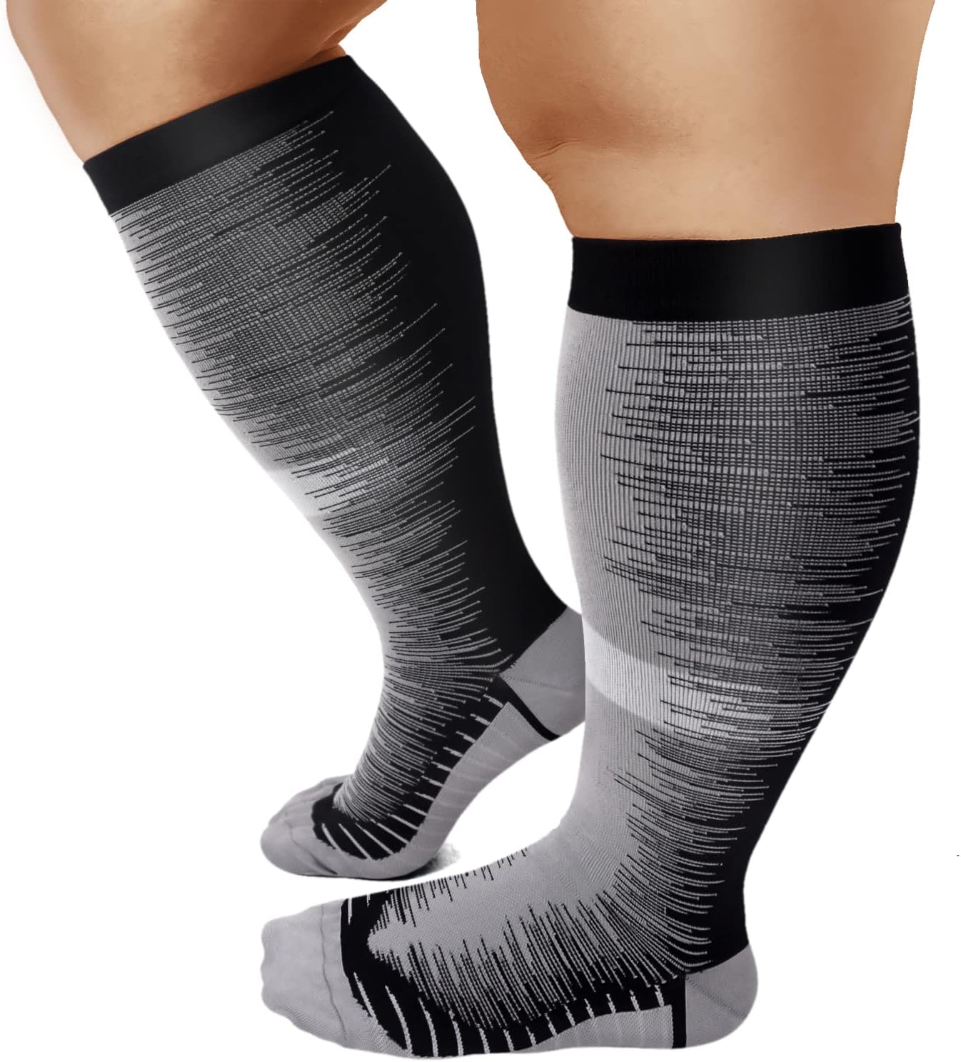 DHSO Plus Size Compression Socks for Women & Men, 20-30 mmhg Wide Calf Knee High Stockings for Circulation Support Recovery