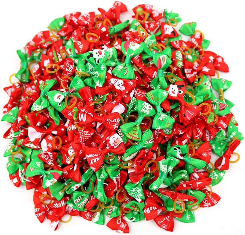Balacoo 50pcs Christmas Dog Hair Bows Max 78 Off Cl Santa Rubber Bands With