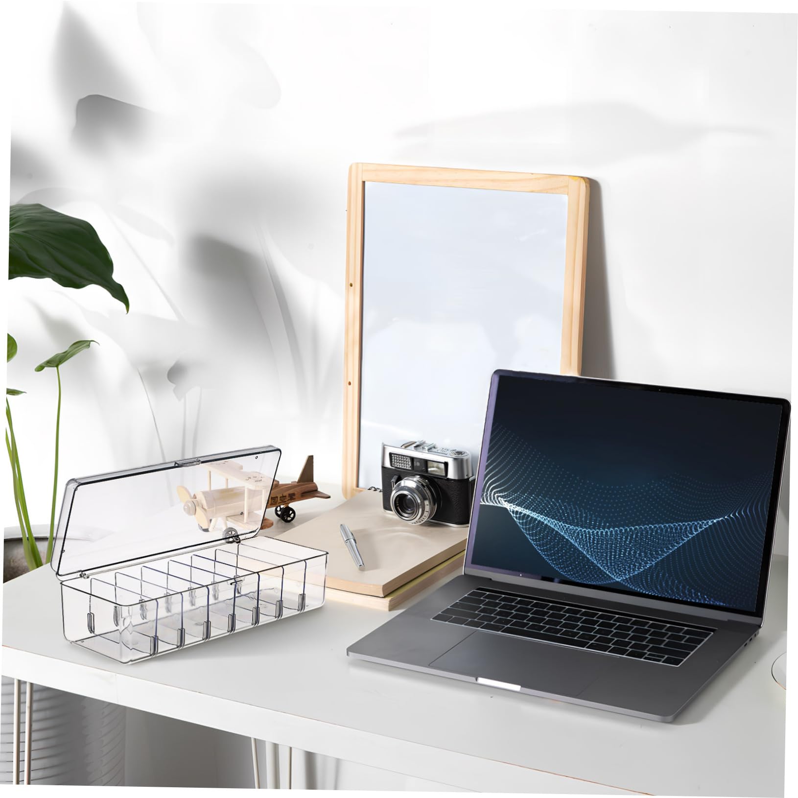 LABRIMP Boîte de Rangement pour Câbles pour Organiser et Stocker Les Câbles de Données 2 Pièces en Plastique Transparent Étiquettes et Attaches, Portable