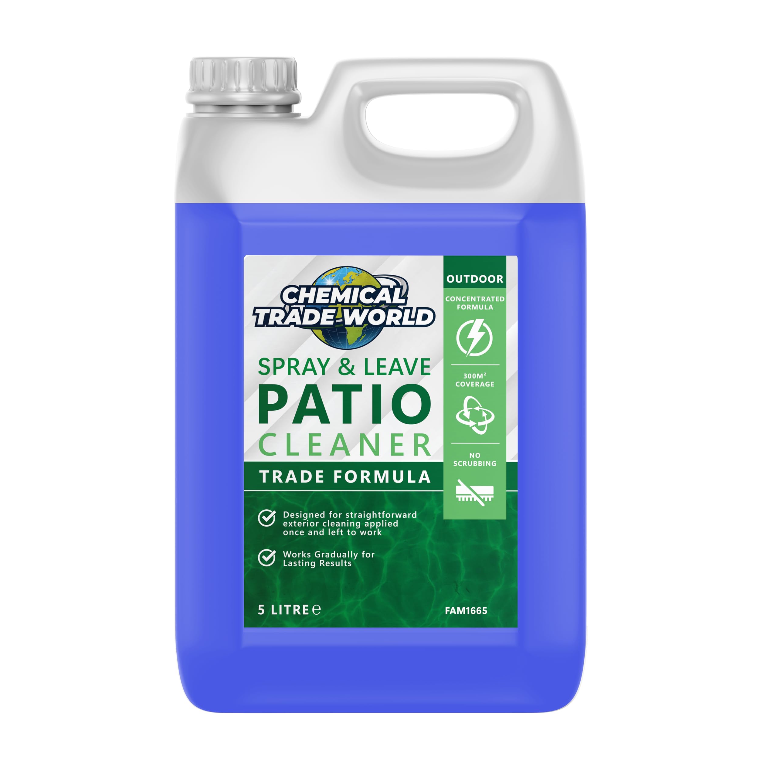 Chemical Trade World - Spray & Leave Path & Patio Cleaner 5L Concentrate - Outdoor Cleaner for Patios, Paving, Decking & Driveways - Tackles Algae Marks & Mould Stains