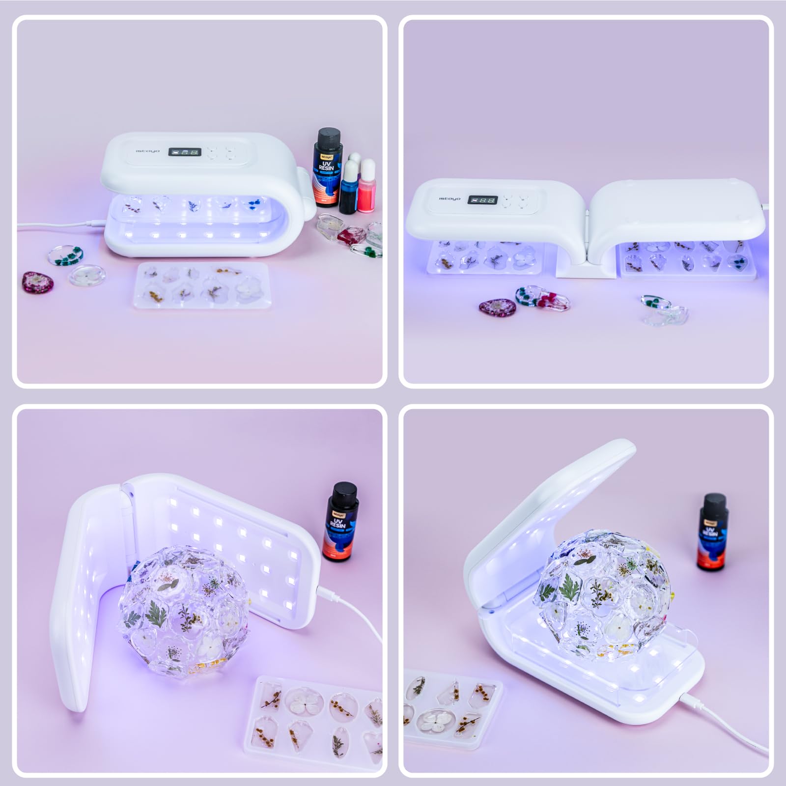 Kit Résine UV ISTOYO 30g Avec Lampe LED 395nm - Séchage Rapide, Paillettes, Fleurs Séchées, Pour Bijoux DIY