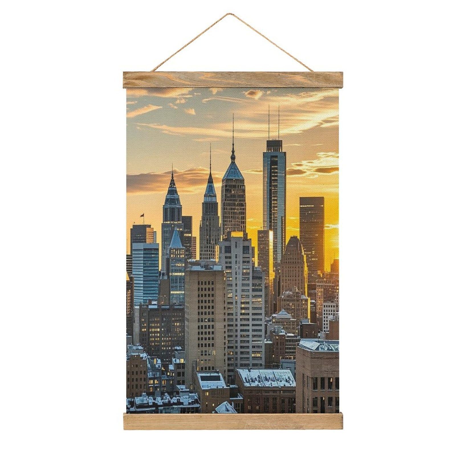 VstaDank Dusk And Sunset Poster with Wooden Frame Hanger Art Painting Wall Decor Poster Wall Hanging Wooden Frame 13x20 Wood Poster Hanger for Photo Picture Art Canvas Print Artwork