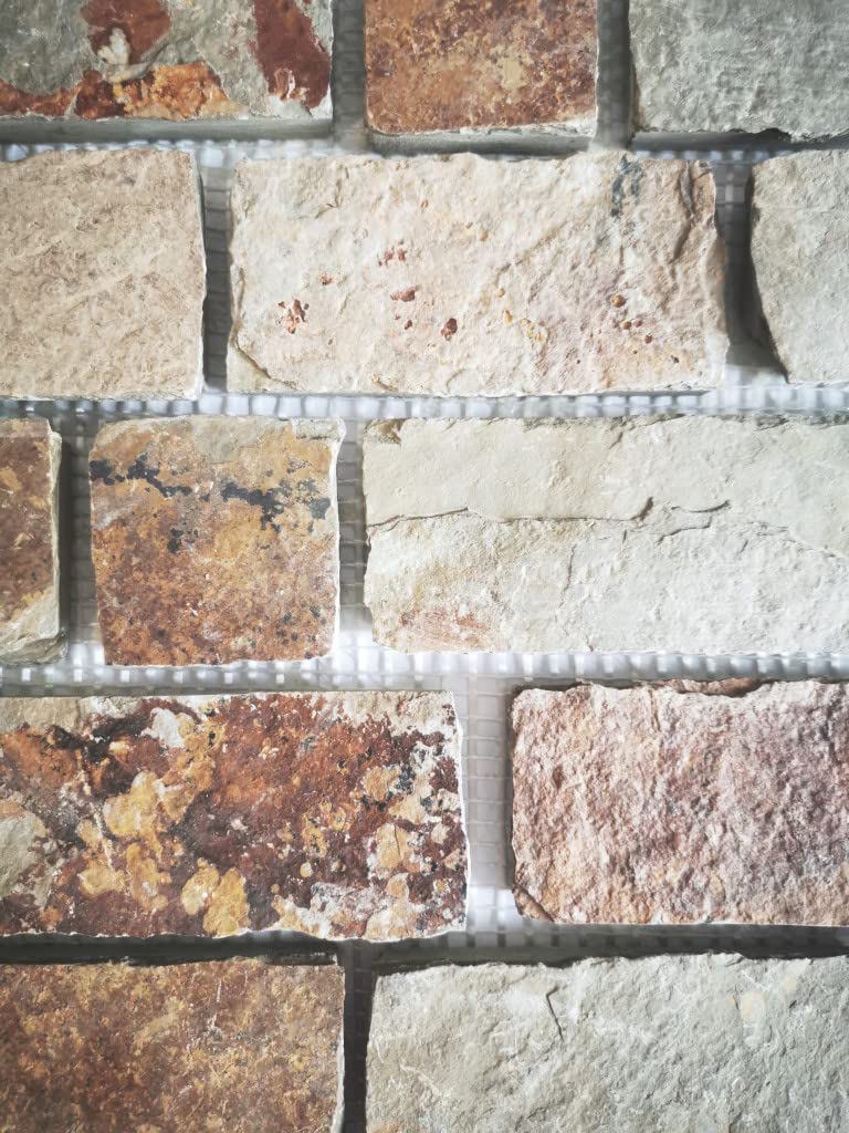 MOSANI Piastrella a mosaico in ardesia naturale Brick marrone ruggine per rivestimento in piastrelle, sottopentola a mosaico, protezione anti-spruzzi - MOS34-1204