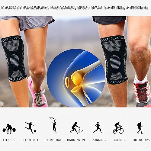 Miniatura 7 de Rodillera de compresión para el dolor de rodilla para hombres y mujeres con almohadillas de gel para rótula y estabilizadores laterales