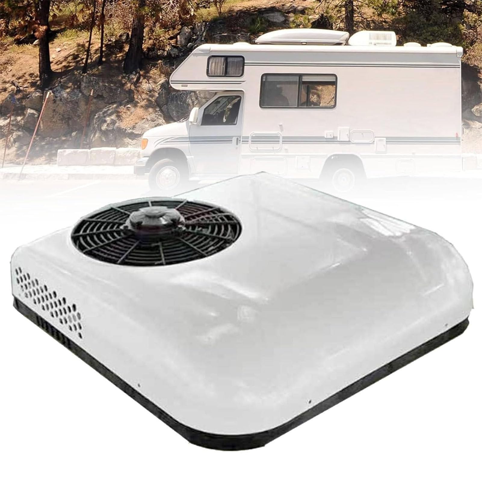 RayGenius Climatiseur De Toit pour VéHicules De Loisirs, Climatisation De Parking 12v/24v pour Minivans, Climatiseur De Camping-Car pour VéHicules De Loisirs, Camion-Camion, Excavateur.,12VDC-White