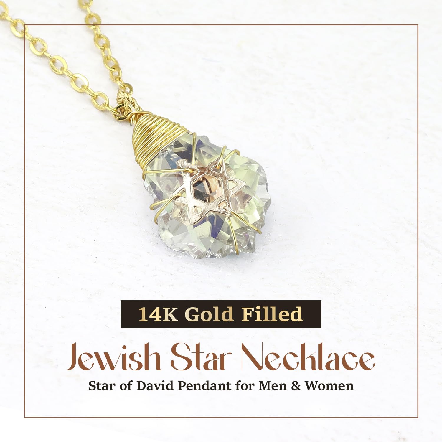 Star of David Necklace for Women and Men - 14K Gold Filled Jewish Star Necklace -Israel Necklace - Image 2