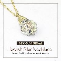 Vista 2 de Collar de estrella de David para mujeres y hombres, collar de estrella judía relleno de oro de 14 quilates, collar de Israel Aurora Borealis