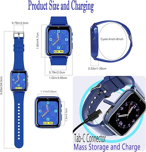 Miniatura 9 de iCHOMKE Reloj inteligente para niños, reloj inteligente para niñas y niños con 26 juegos, grabadora de video y reproductor, linterna de calendario