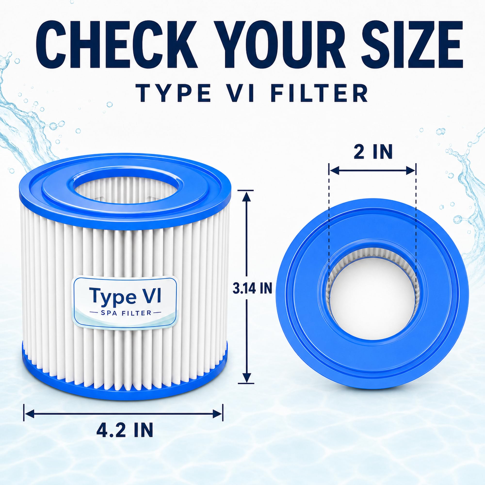 Filtro de piscina tipo VI compatible con cartucho de filtros Bestway Saluspa para bañera de hidromasaje, filtros de repuesto para bañera de hidromasaje Coleman 90352E 58323, para filtros