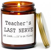 Teachers Last Nerve Candle,Teacher Appreciation Gifts for Women and Men, Thanksgiving Funny Teacher Gifts for Birthday Christmas Retirement Thanksgiving,Sandalwood & Rose Scented Candle,7OZ