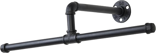 Miniatura 5 de MyGift Metal negro mate que cuelga la barra de ropa, barra industrial de la ropa del tubo de 20 pulgadas para el armario