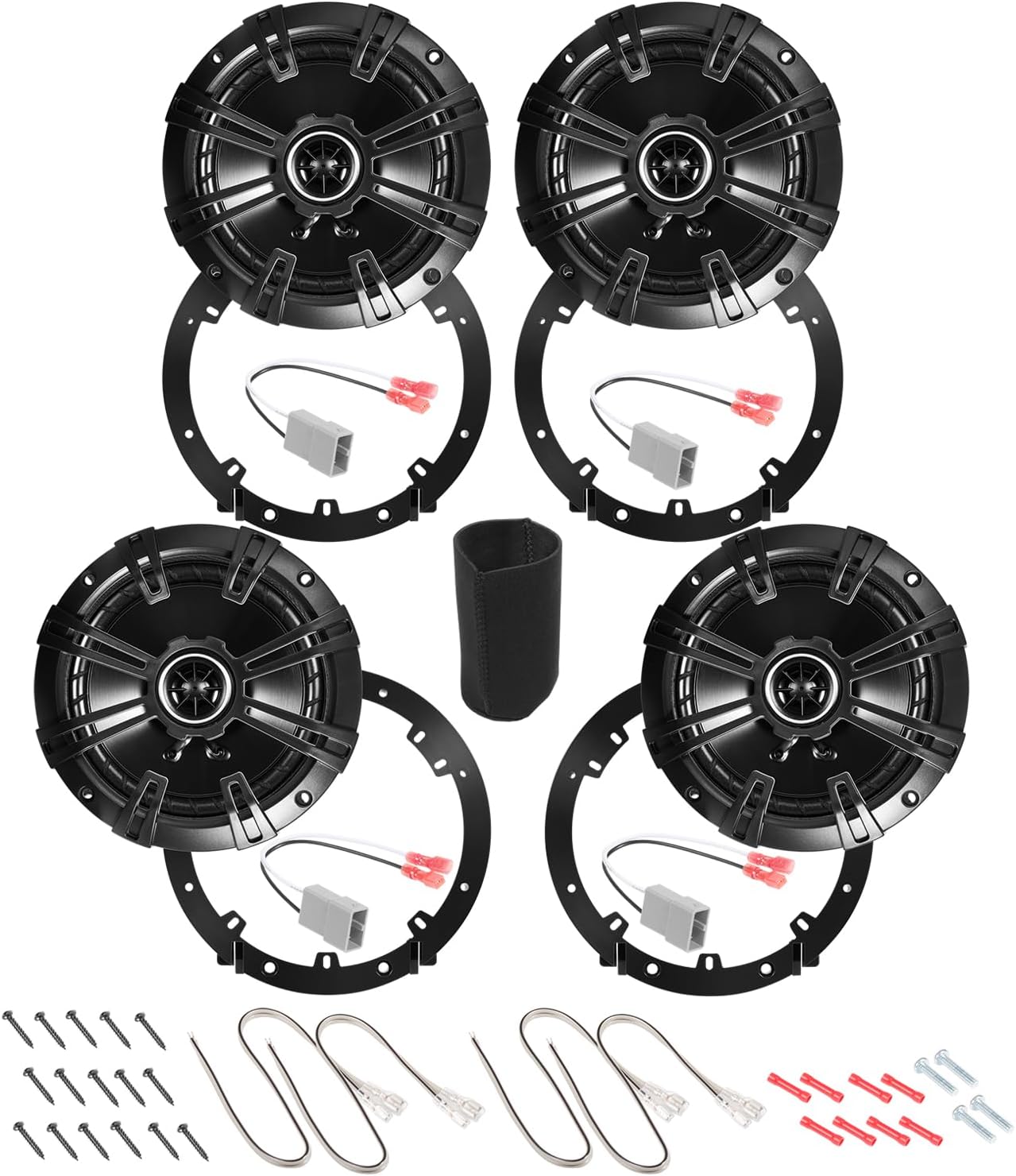 Speakers 6.5 inch for Honda CR-V 2007-2022 Upgrade Kit - 4 Pack of DS Series with Adapters & Harness, Coaxial 6 1/2 Car Audio Front and Rear Door Speaker Replace DSC6504, 43DSC6504 - Plug & Play