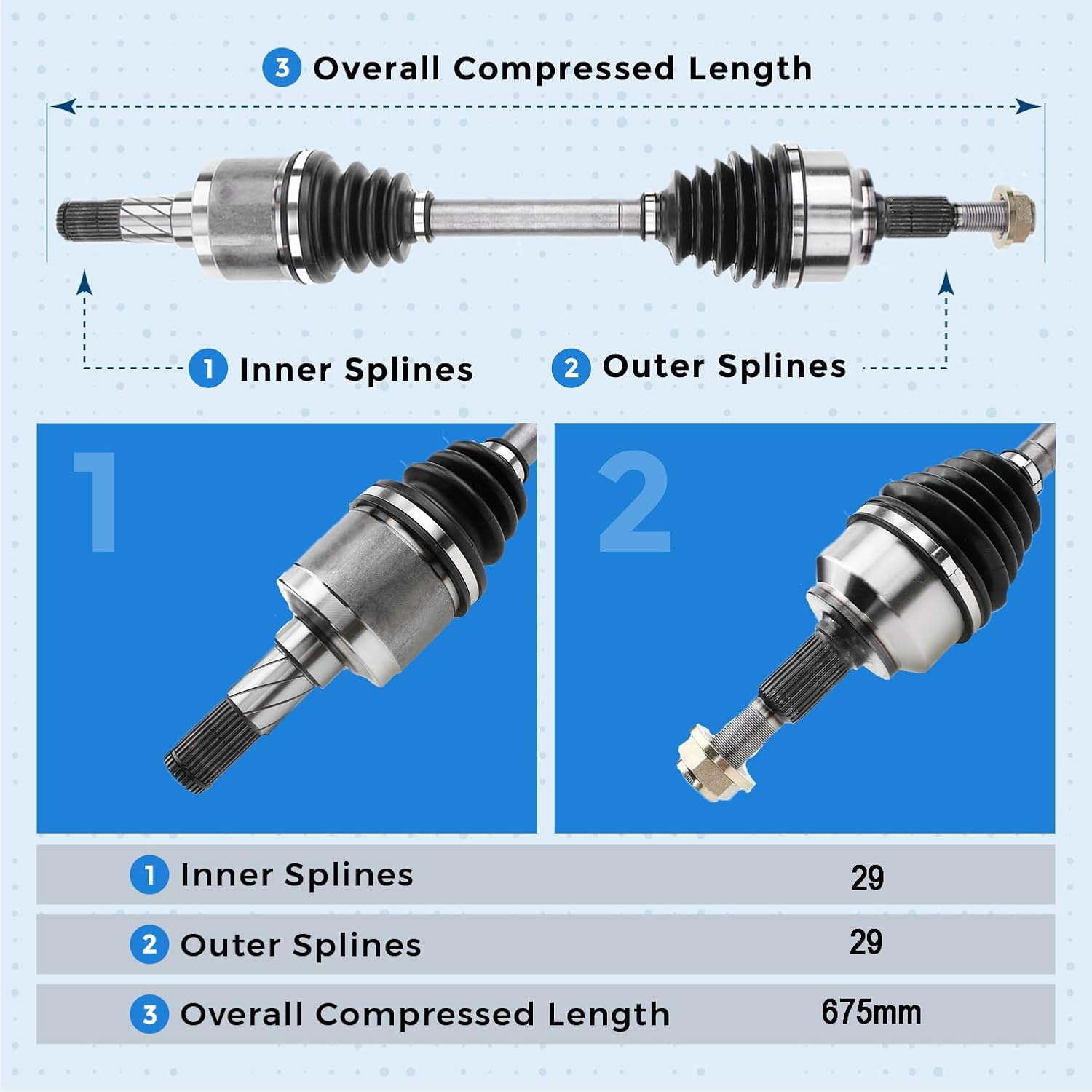 Front Left Driver Side CV Axle Drive Shaft for 2005-2010 Jeep Commander Grand Cherokee 4x4 4WD without Limited Slip