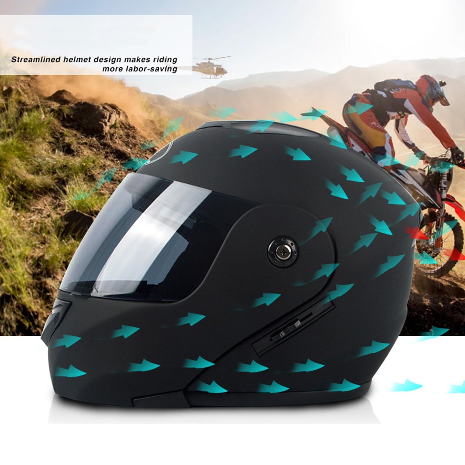 Casque Moto Jet Double Visière Pare-soleil - Homologué ECE 22 - Taille S (53-54cm) - Bleu