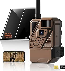 Zleo Trail Camera with 720 Days Unlimited Data - Cellular Connection, Low Glow Night Vision Motion Activated, IP66 Waterproof, Live Streaming, Memory Card Included, Cell Deer Cameras for Hunting asin的图片