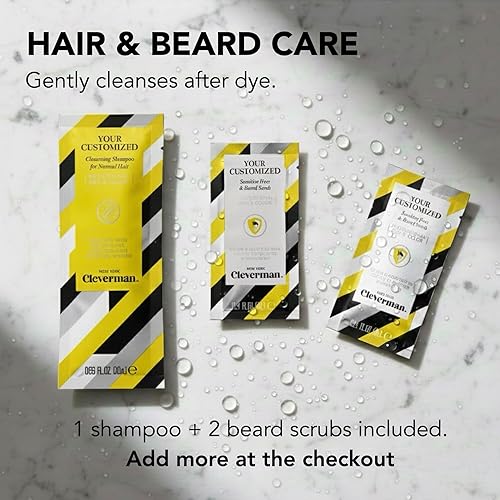 Miniatura 9 de Cleverman Kit de tinte para cabello y barba marrón oscuro para hombres, cobertura de canas de aspecto natural, calidad profesional, sin amoníaco