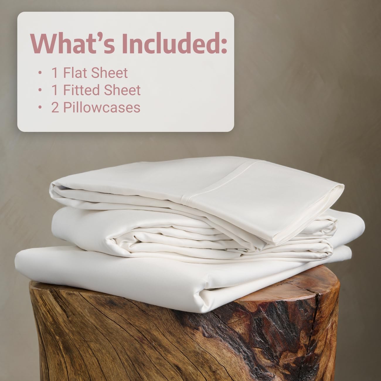 100% Certified Bamboo King Sheet Set| derived from Organic Viscose|Sateen Weave/High Cover Ratio 0.75|4 Piece Set|Gentle to Skin and Cooling|(White)