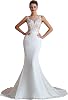 Womens Jewel Applique Sweep-Train Mermaid Chiffon Wedding Dress