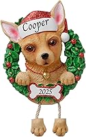 Vista 1 de Adornos personalizados para árbol de Navidad 2024 para mascotas – Razas de perros Chihuahua – Adorno personalizado de Feliz Navidad – Recuerdo