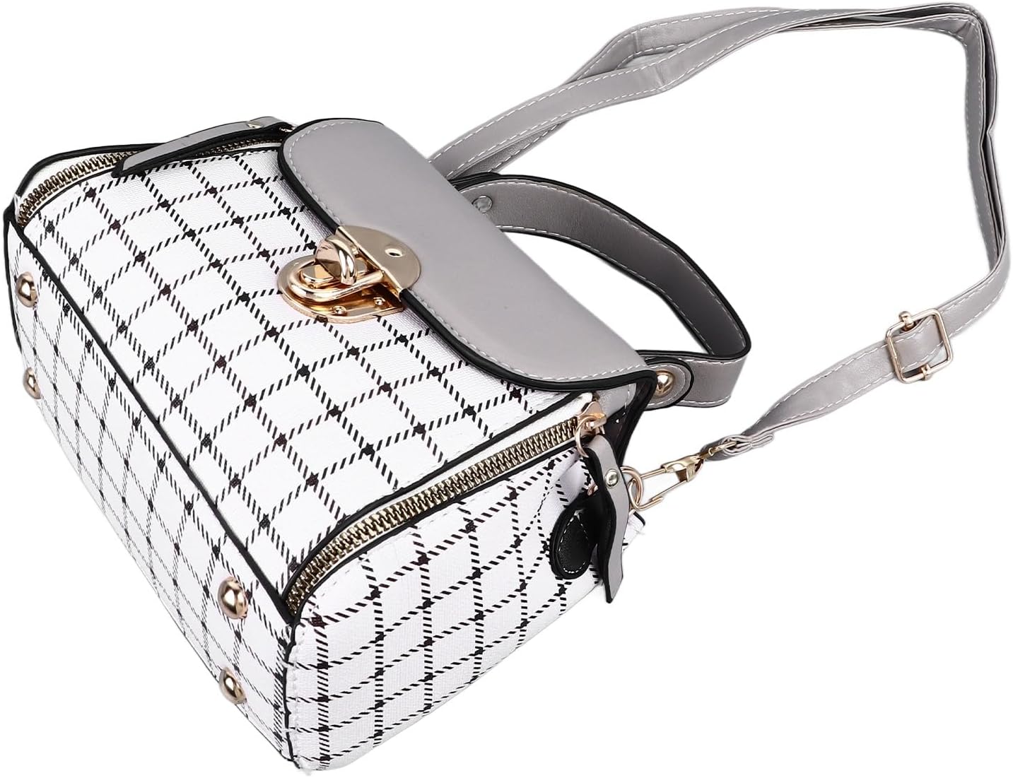 Srliya Clutch Bag Versatile Large Capacity Lightweight Portable Stylish Checkered Handbag with Strap for Dating Shopping