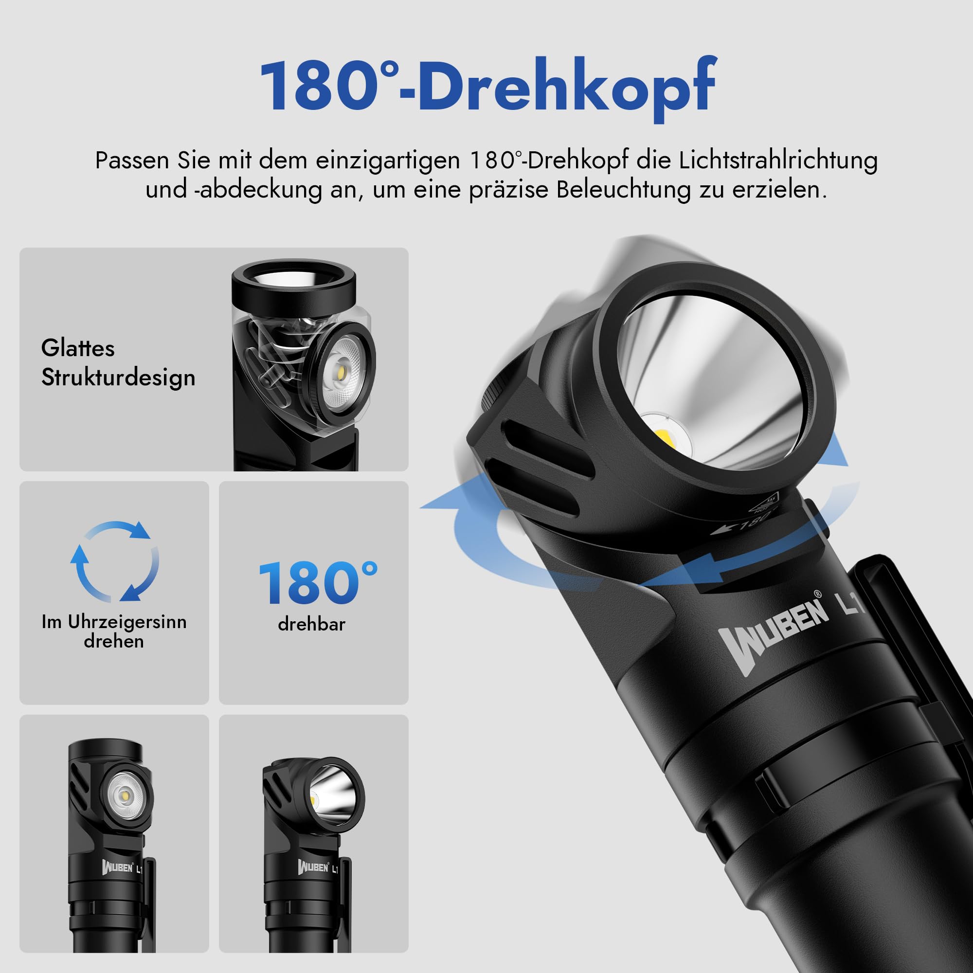 WUBEN L1 Taschenlampe LED Aufladbar, 2000 Lumens Extrem Hell