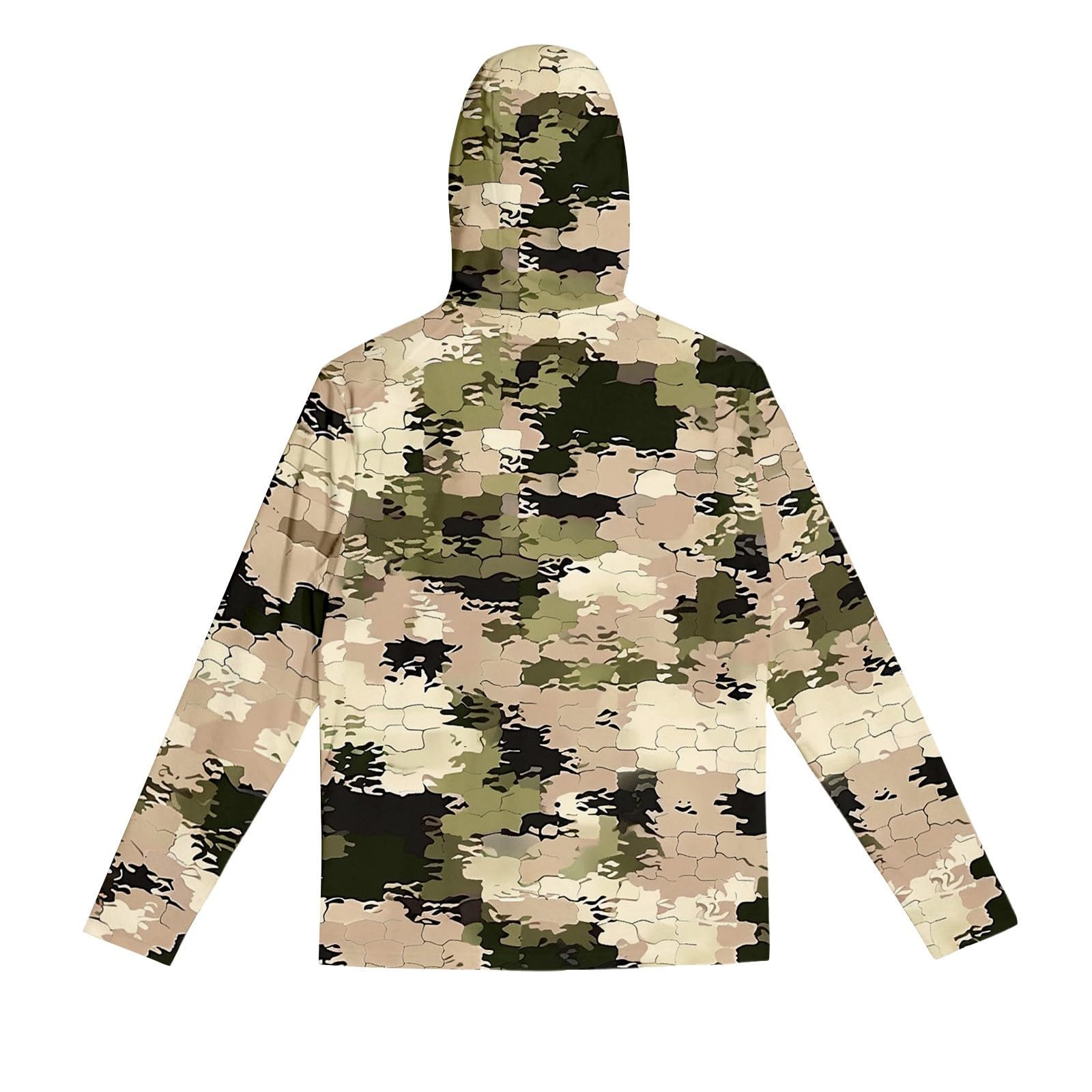DENGJIAMY Męska bluza z kapturem chroniąca przed słońcem UPF 50+ Rash Guard Camo Shirt z długim rękawem outdoorowe wędkarstwo bieganie wędrówki bluza z kapturem topy z maską