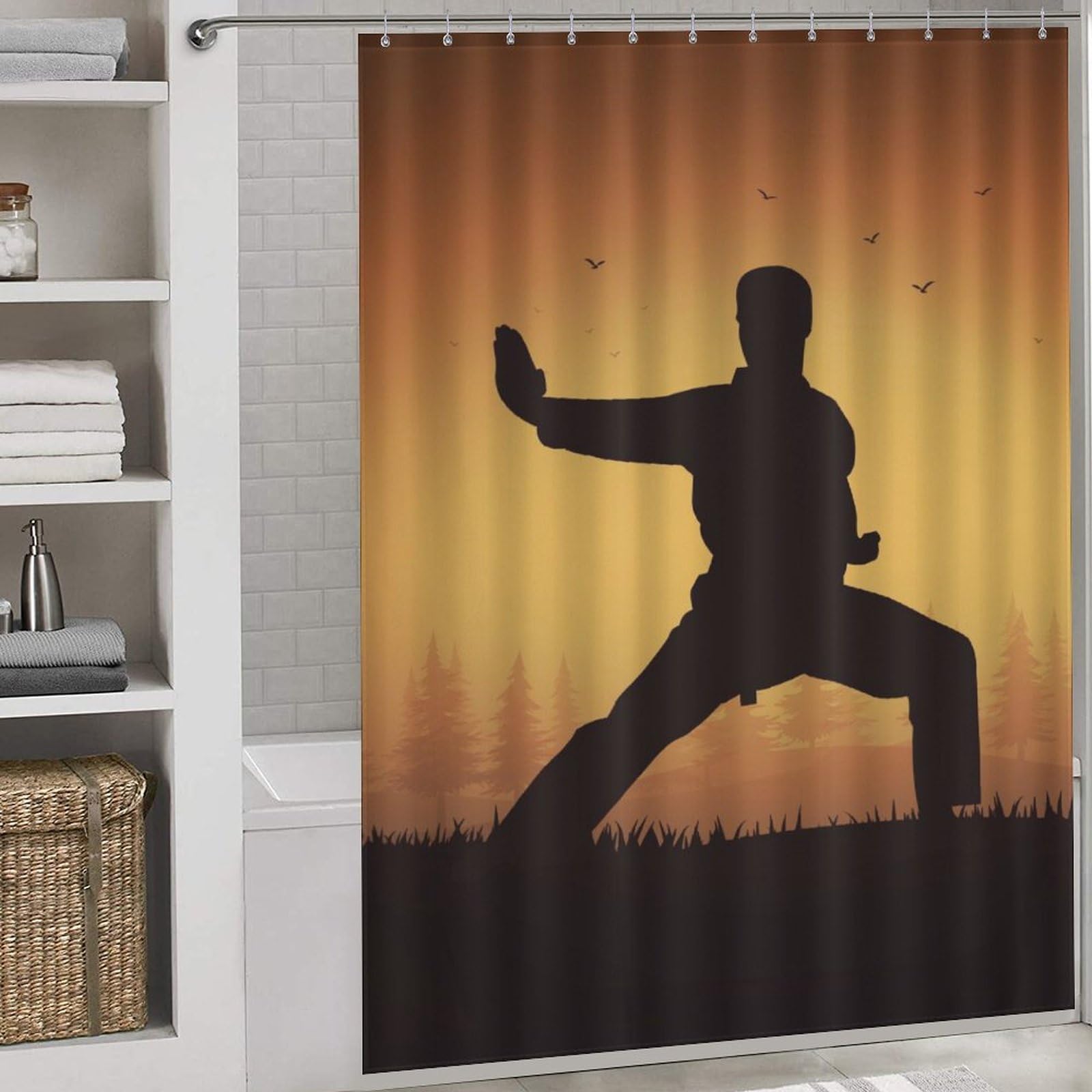 Rideaux de douche Karate élégants lavables 163x180 cm pour maison et appartement