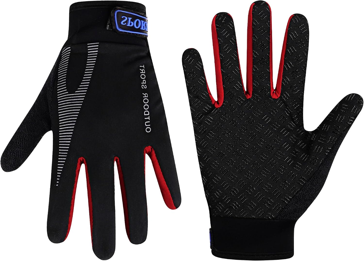 Linkidea Kids Winter Running Gloves, Adjustable Compression Gloves with Anti-Slip Grip Fits Kids Youth, Breathable Soccer Accessories Compatible Touchscreen (Red)