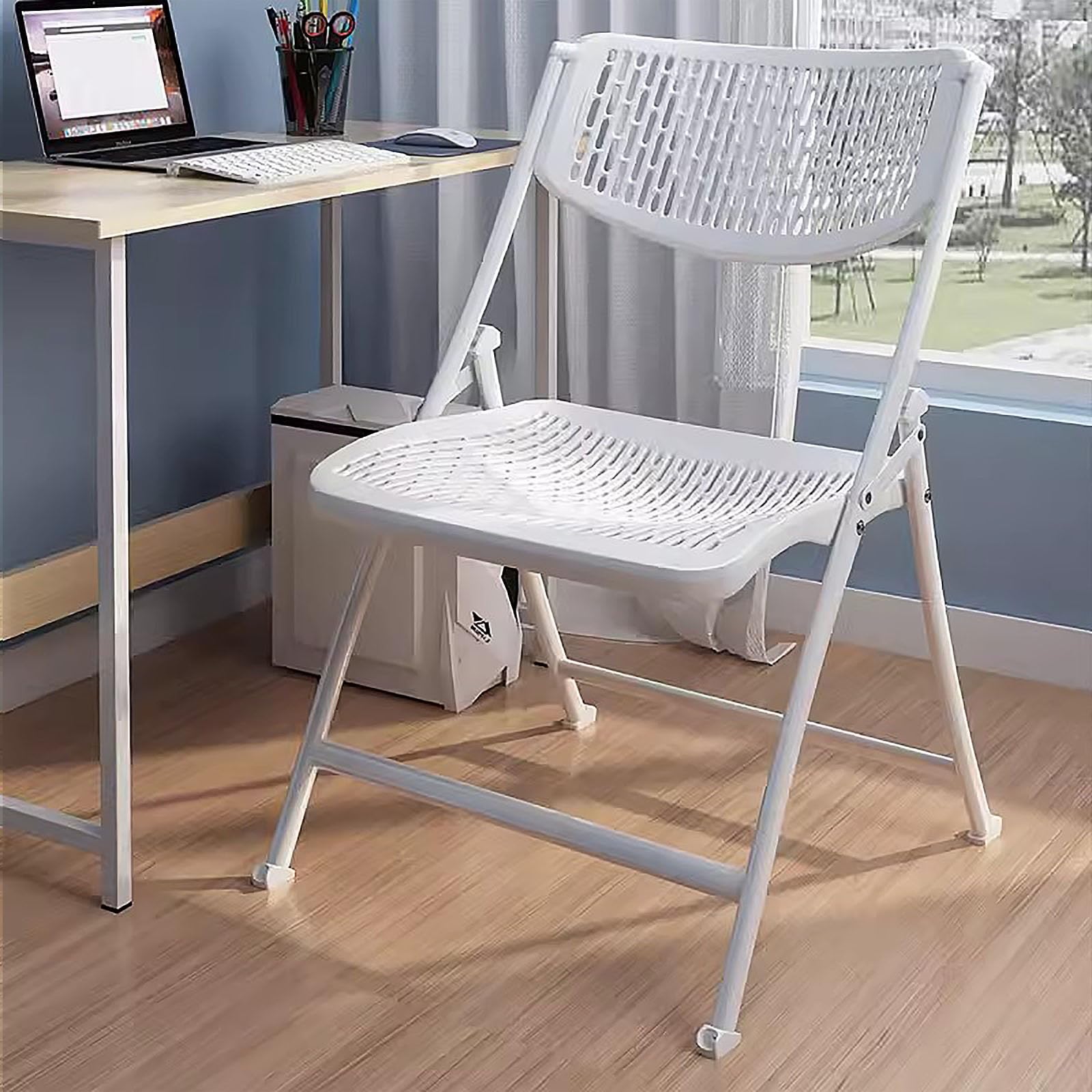 Sillas Plegables, Silla Plegable para Exteriores, Respaldo portátil, fácil de Plegar, Ideal para Balcones y Jardines (Color Blanco)