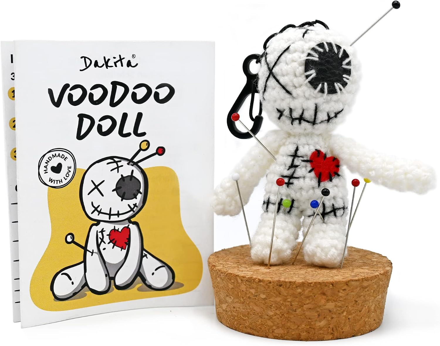 Dakita Voodoo Doll in Glass (10 cm, Handmade) With Needles - Funny Gift for Friends Colleagues, Wedding, or Job Change Farewell (White) - Image 4