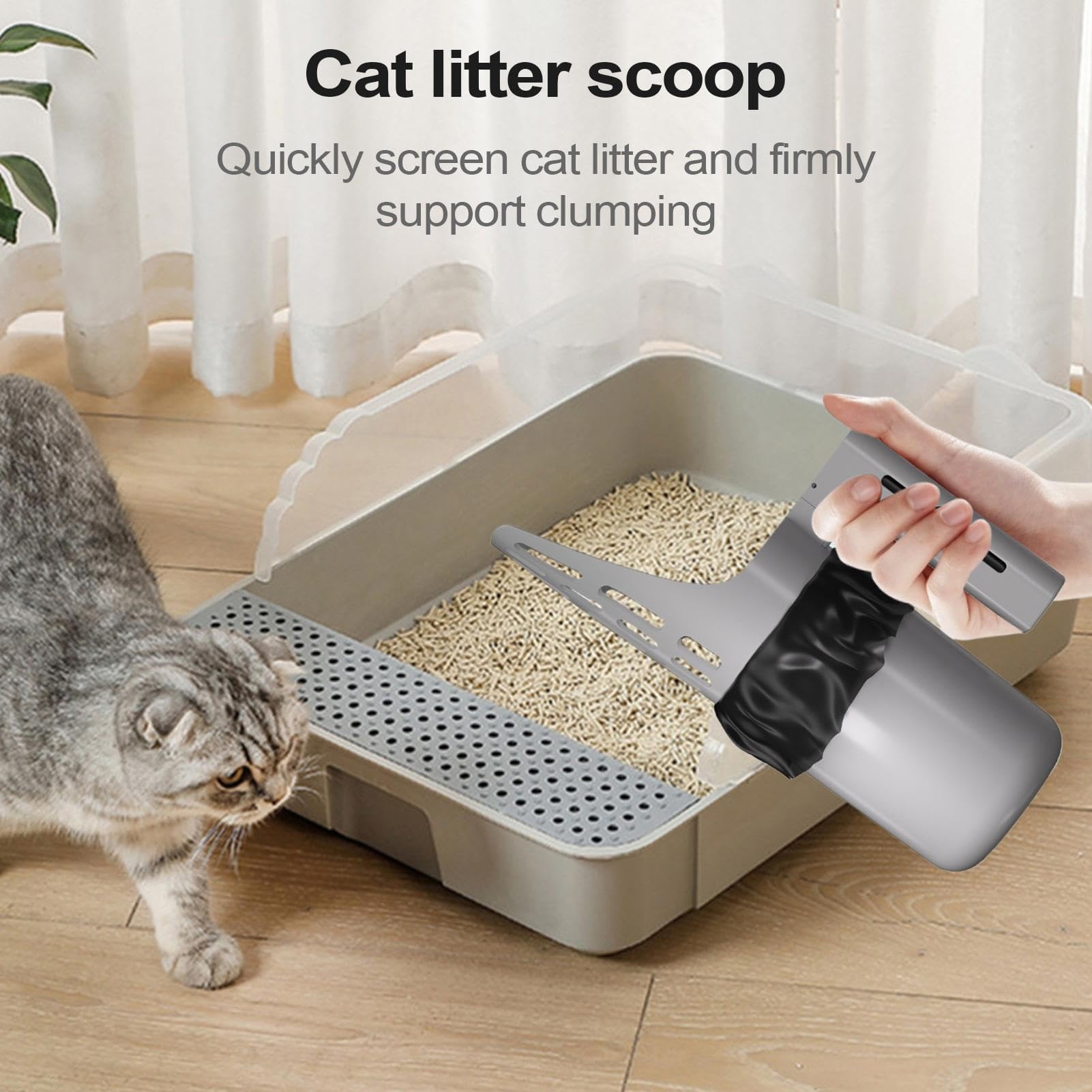 Pala para Arena de Gato, Pala de Arena for Gatos con Bote Basura, Gran Capacidad, Suministros for Mascotas, for el hogar, Interior y Exterior