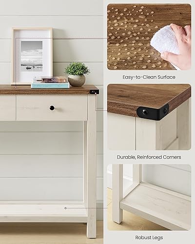 Miniatura 6 de VASAGLE LIRY Collection ULNT142WJ02S - Mesa consola con 3 cajones y estante de almacenamiento abierto, mesa de sofá de entrada estrecha para sala de