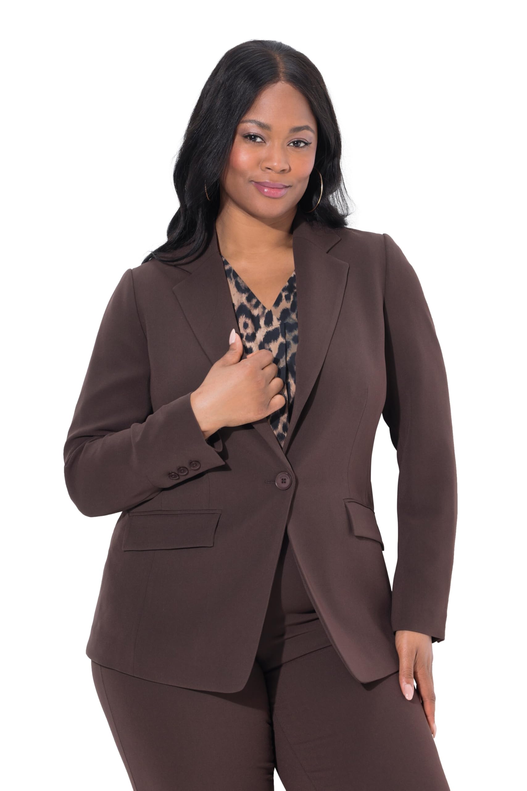 Ulla Popken Damen große Größen Übergrößen Plus Size Blazer, Reverskragen, Klappentaschen, Knopfverschluss 811944