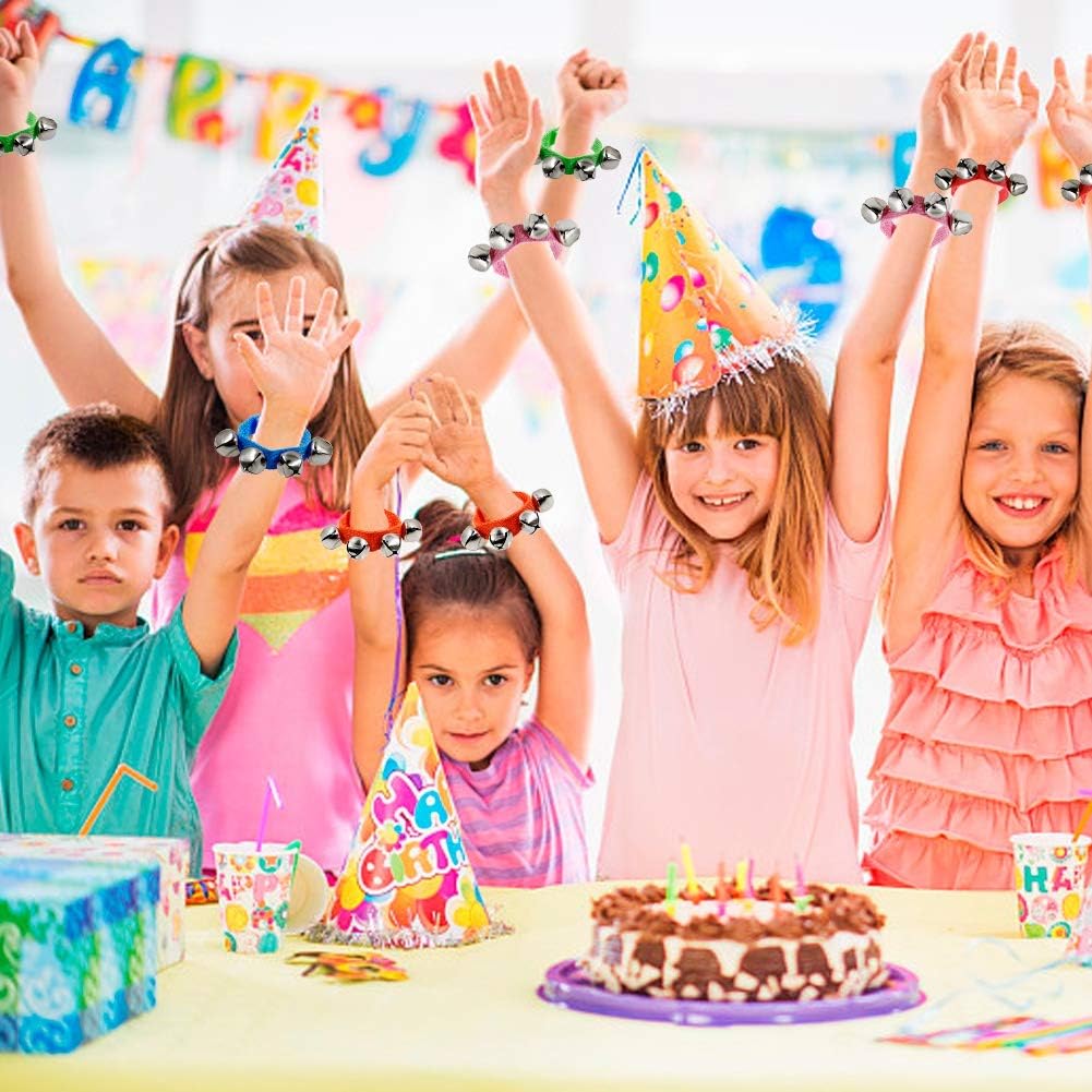 Happy Trees Band Wrist Bells, 9" Wrist Shaking Jingle Bells, Adjustable Ankle Bell Toys for Kids, 24 Pcs : Musical Instruments