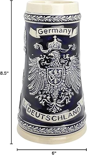 Miniatura 7 de 1 litro  OktoberfestHaus Bier Krug Deutschland German Adler (Eagle) Beer Stein Tankard Azul Cobalto Ciudades grabadas de Jarra de Cerveza, Jarra